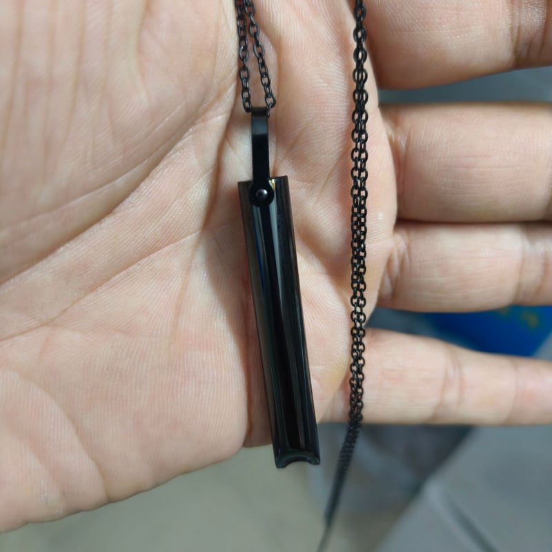 Висулка Qingyun от неръждаема стомана за медитация и отпускане — геометричен дизайн, цилиндър за дишане