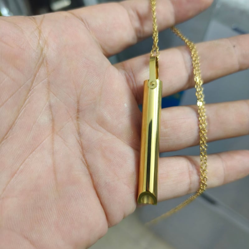 Висулка Qingyun от неръждаема стомана за медитация и отпускане — геометричен дизайн, цилиндър за дишане