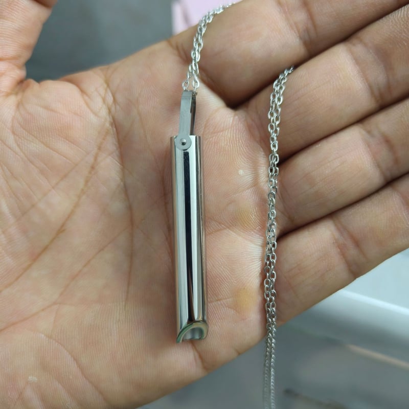 Висулка Qingyun от неръждаема стомана за медитация и отпускане — геометричен дизайн, цилиндър за дишане