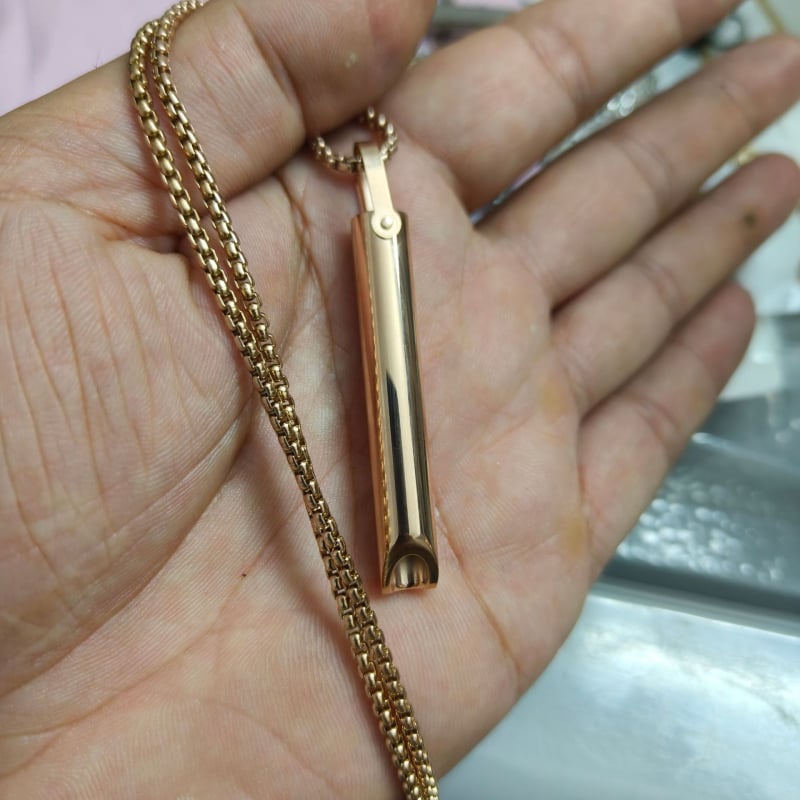 Висулка Qingyun от неръждаема стомана за медитация и отпускане — геометричен дизайн, цилиндър за дишане