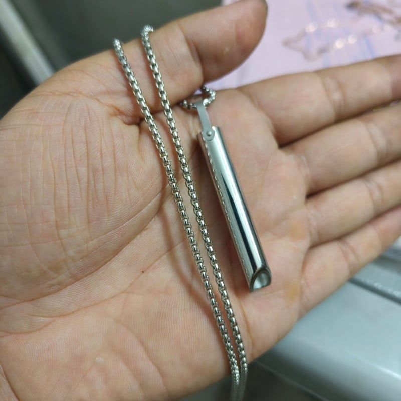 Висулка Qingyun от неръждаема стомана за медитация и отпускане — геометричен дизайн, цилиндър за дишане