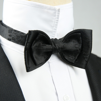 Férfi csokornyakkendő, koreai stílus, jacquard, pamut, lapos fej