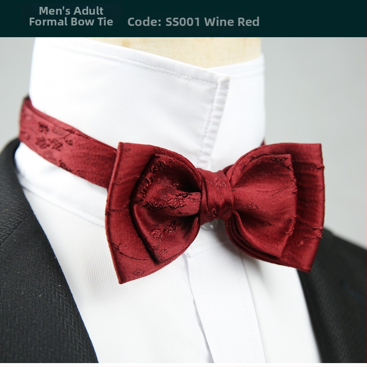 Férfi csokornyakkendő, koreai stílus, jacquard, pamut, lapos fej