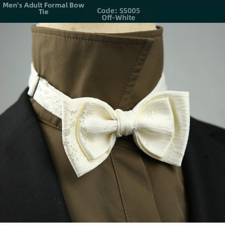 Férfi csokornyakkendő, koreai stílus, jacquard, pamut, lapos fej