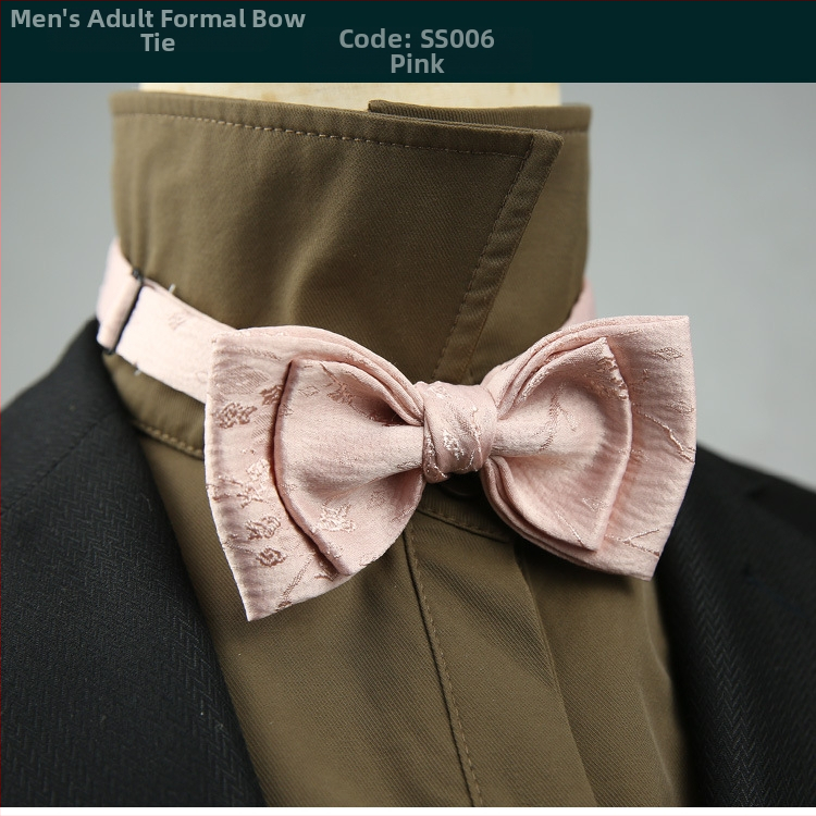 Férfi csokornyakkendő, koreai stílus, jacquard, pamut, lapos fej