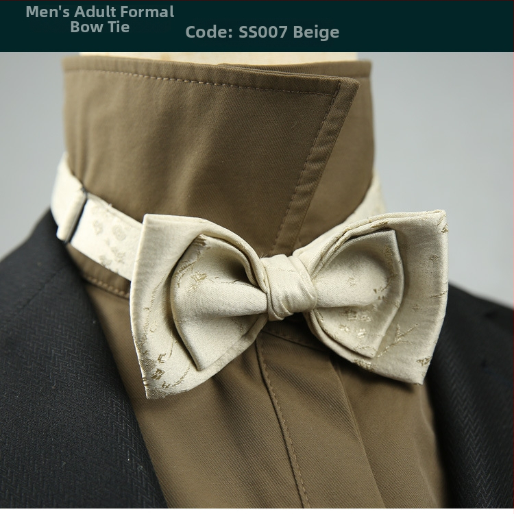 Férfi csokornyakkendő, koreai stílus, jacquard, pamut, lapos fej