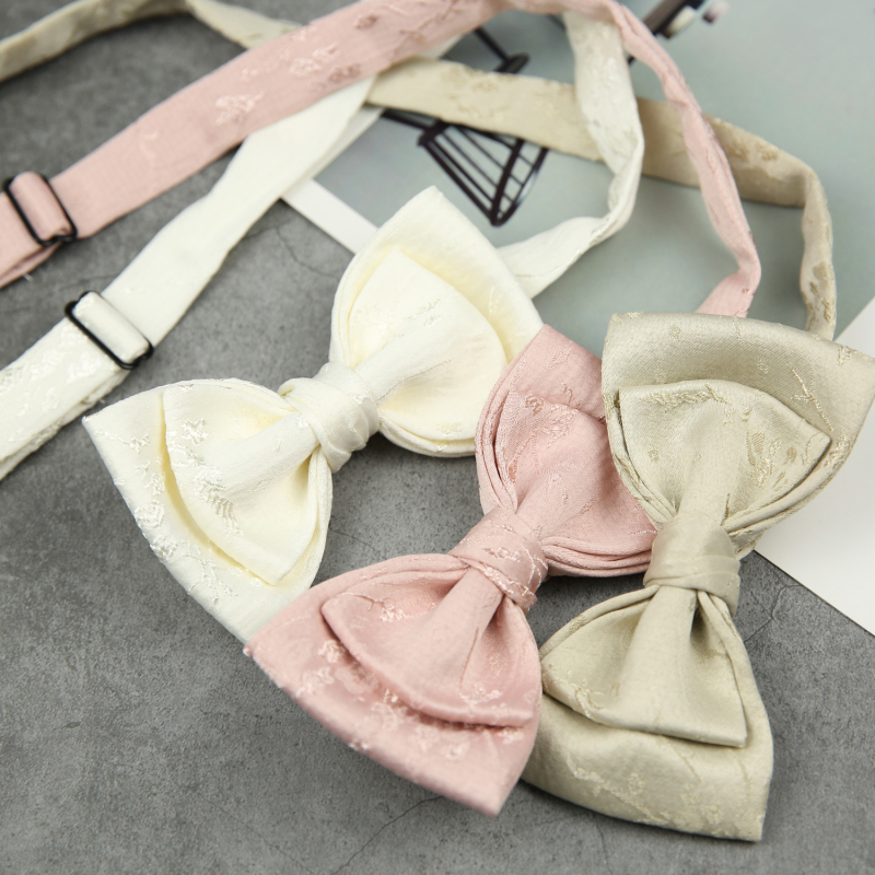 Férfi csokornyakkendő, koreai stílus, jacquard, pamut, lapos fej