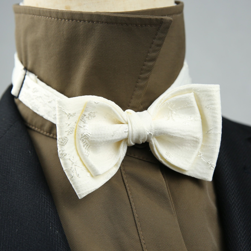 Férfi csokornyakkendő, koreai stílus, jacquard, pamut, lapos fej