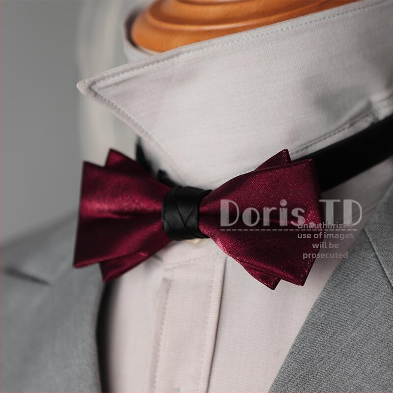 Poliészterből készült csokornyakkendő, jacquard, lapos fejű, poliészter-selyem bélés, esküvőre