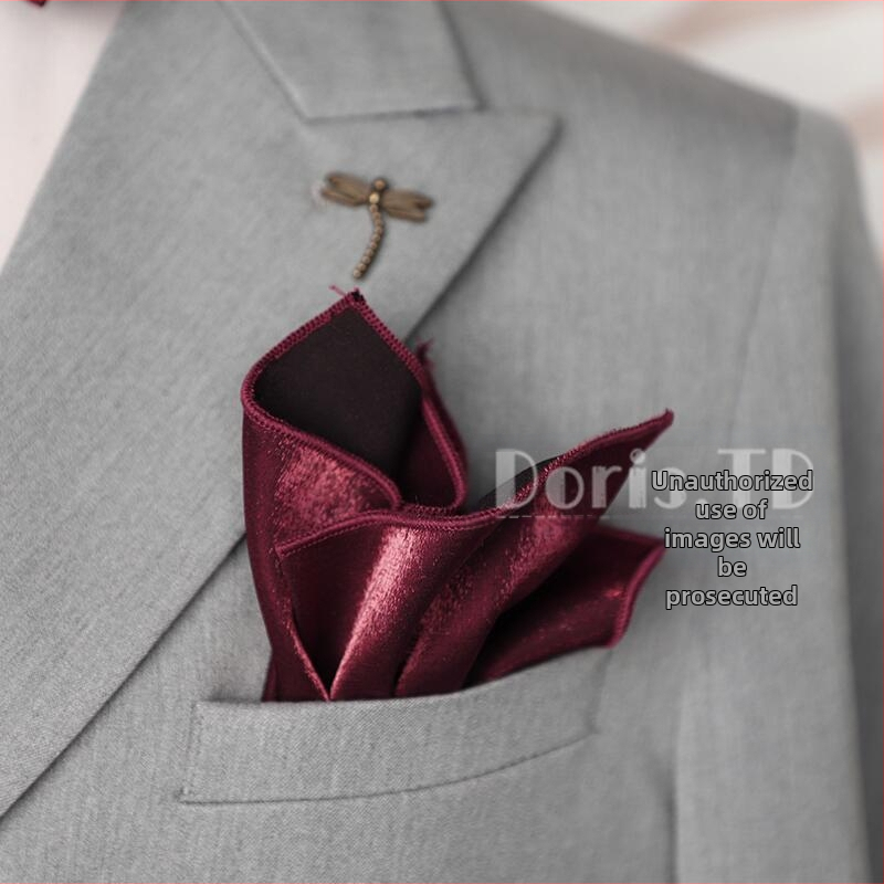 Poliészterből készült csokornyakkendő, jacquard, lapos fejű, poliészter-selyem bélés, esküvőre