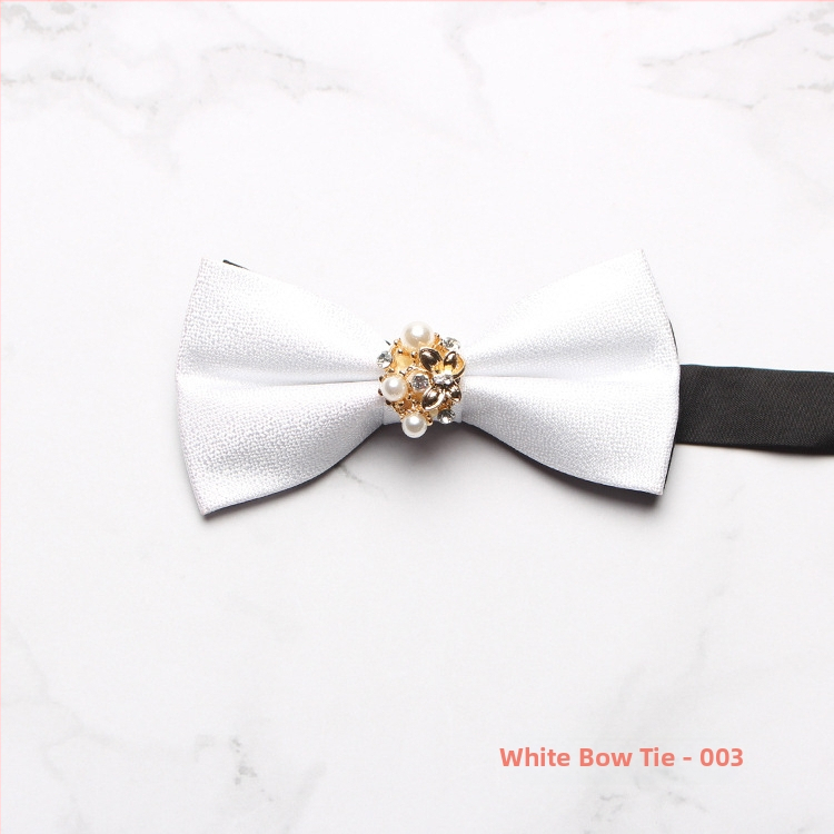 Csokornyakkendő, koreai stílus, poliészter, jacquard szövés, monokróm dizájn, gyémántdíszítés (polieszter, koreai stílus, jacquard szövés, monokróm dizájn, gyémántdíszítés)