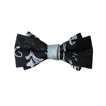 Virágos galléros csokornyakkendő, poliészter, jacquard feldolgozás, koreai stílus, sík fejű férfiaknak