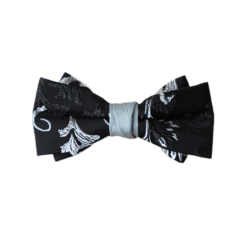 Virágos galléros csokornyakkendő, poliészter, jacquard feldolgozás, koreai stílus, sík fejű férfiaknak