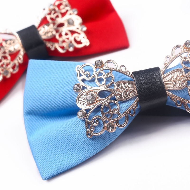 Pamut egyszínű csokornyakkendő, férfiaknak, lapos fejű stílus