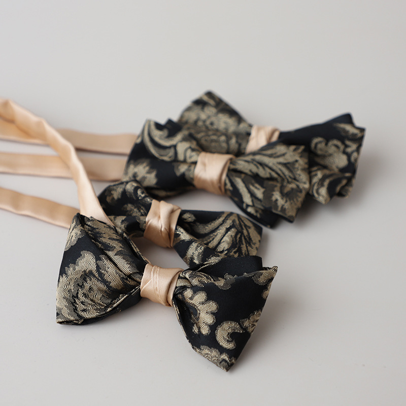 Férfi csokornyakkendő virágmintás, poliészter; formája: lapos fej, koreai stílus; jacquard szövés; testreszabható