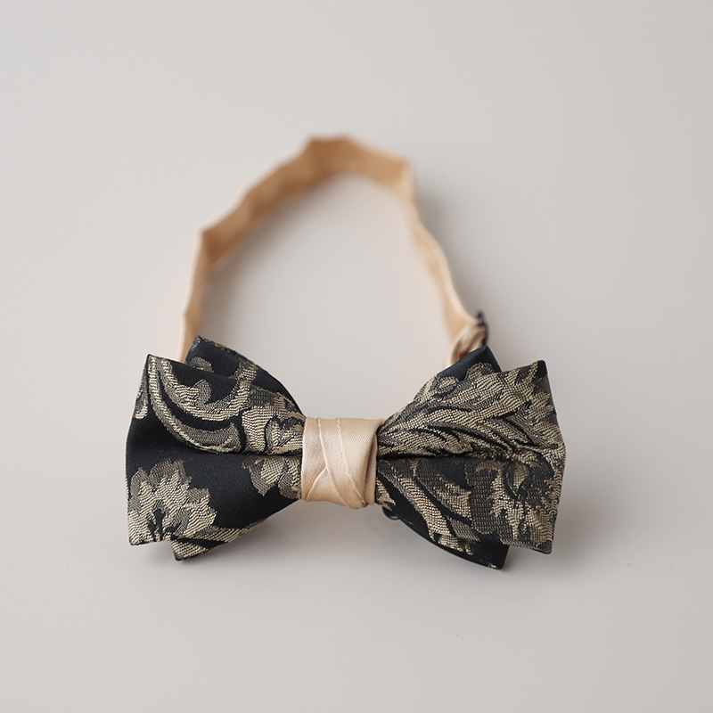 Férfi csokornyakkendő virágmintás, poliészter; formája: lapos fej, koreai stílus; jacquard szövés; testreszabható