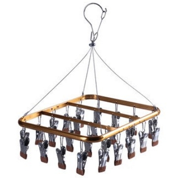 Aliuminio lydinio kojinių džiovinimo stovas su keliais klipais ir drabužių kabliuku, modelis 022