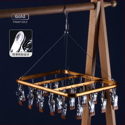 Aliuminio lydinio kojinių džiovinimo stovas su keliais klipais ir drabužių kabliuku, modelis 022