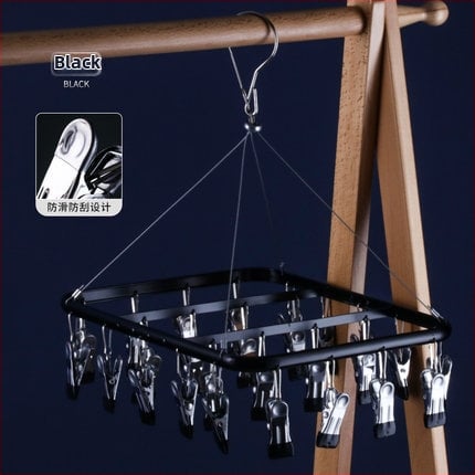 Aliuminio lydinio kojinių džiovinimo stovas su keliais klipais ir drabužių kabliuku, modelis 022