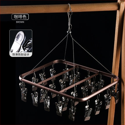 Aliuminio lydinio kojinių džiovinimo stovas su keliais klipais ir drabužių kabliuku, modelis 022