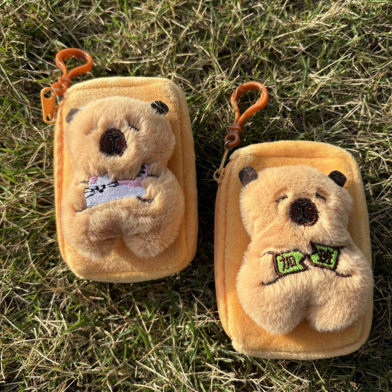 Portofel de monede din pluș Capybara – model Kapibala, stil desen animat, fără căptușeală, depozitare monede