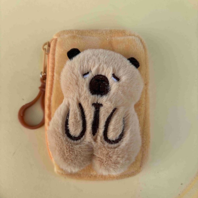 Portofel de monede din pluș Capybara – model Kapibala, stil desen animat, fără căptușeală, depozitare monede