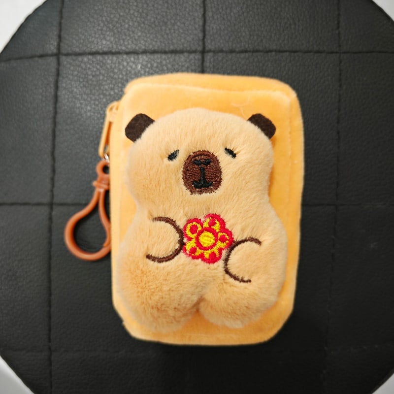 Portofel de monede din pluș Capybara – model Kapibala, stil desen animat, fără căptușeală, depozitare monede