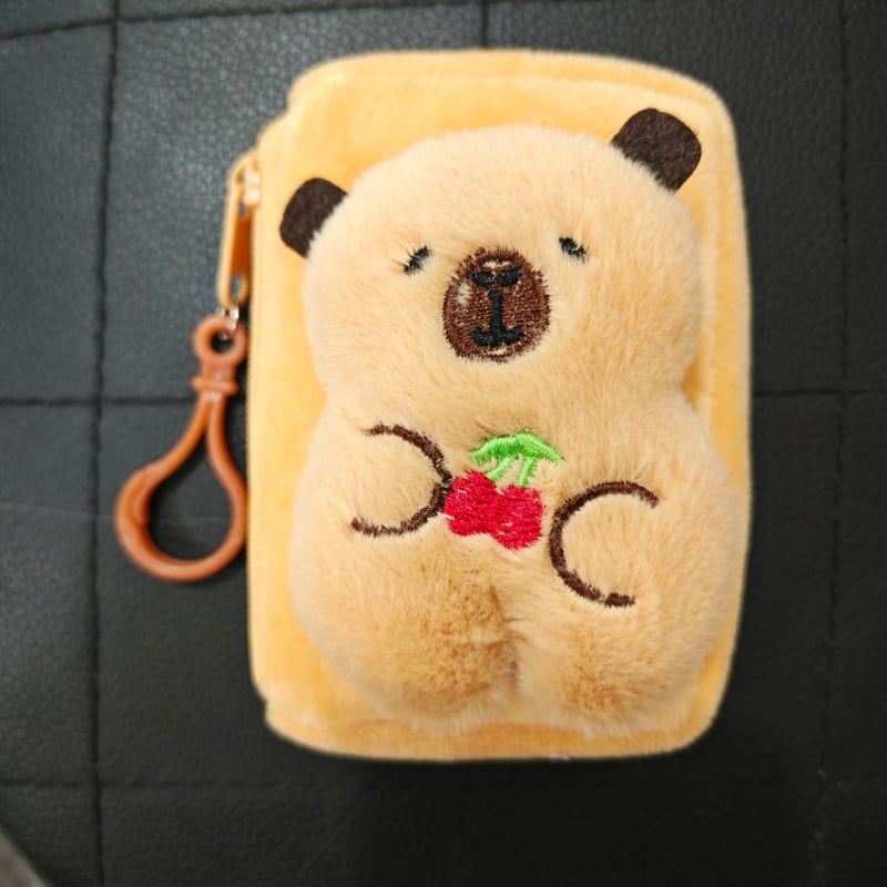 Portofel de monede din pluș Capybara – model Kapibala, stil desen animat, fără căptușeală, depozitare monede