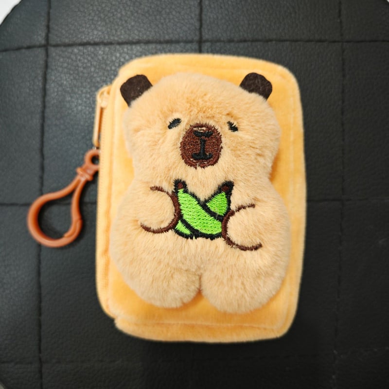 Portofel de monede din pluș Capybara – model Kapibala, stil desen animat, fără căptușeală, depozitare monede