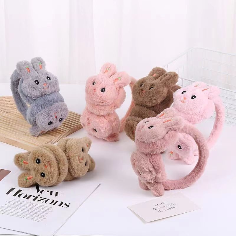 Protecții pentru urechi pentru copii, model desen animat, pluș, calde, iarnă