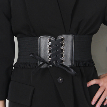 Laiem taljevöö koos tupsude ja pitsiga; elastne PU + pitsiline materjal; mitmekülgne stiil; sobib kõigile aastaaegadele