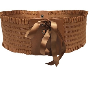 Laiem taljevöö koos tupsude ja pitsiga; elastne PU + pitsiline materjal; mitmekülgne stiil; sobib kõigile aastaaegadele