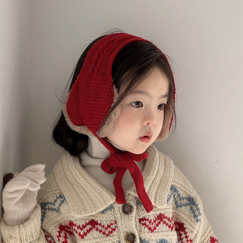 Dječje pletene ušne zaštitnice s čipkastim vezom — zimska toplina, otporne na vjetar, unisex