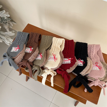 Dječje pletene ušne zaštitnice s čipkastim vezom — zimska toplina, otporne na vjetar, unisex