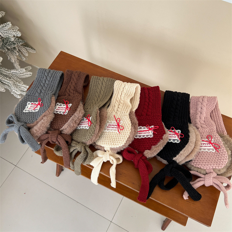 Dječje pletene ušne zaštitnice s čipkastim vezom — zimska toplina, otporne na vjetar, unisex