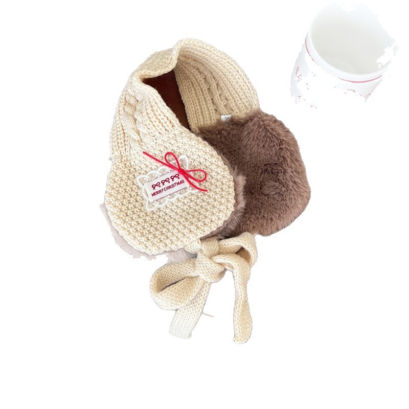 Dječje pletene ušne zaštitnice s čipkastim vezom — zimska toplina, otporne na vjetar, unisex