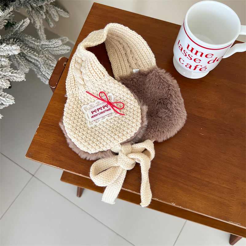 Dječje pletene ušne zaštitnice s čipkastim vezom — zimska toplina, otporne na vjetar, unisex