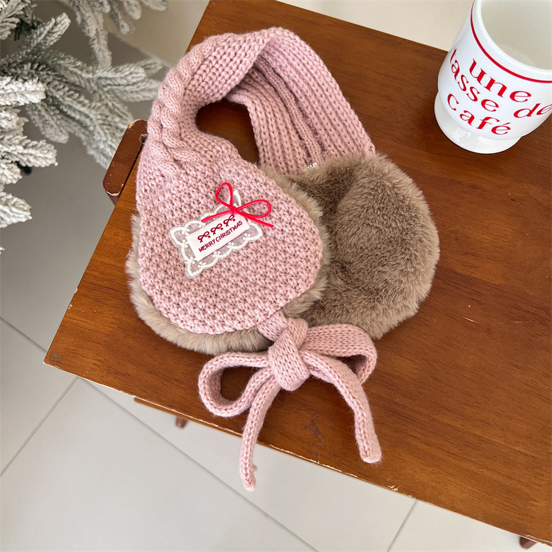 Dječje pletene ušne zaštitnice s čipkastim vezom — zimska toplina, otporne na vjetar, unisex