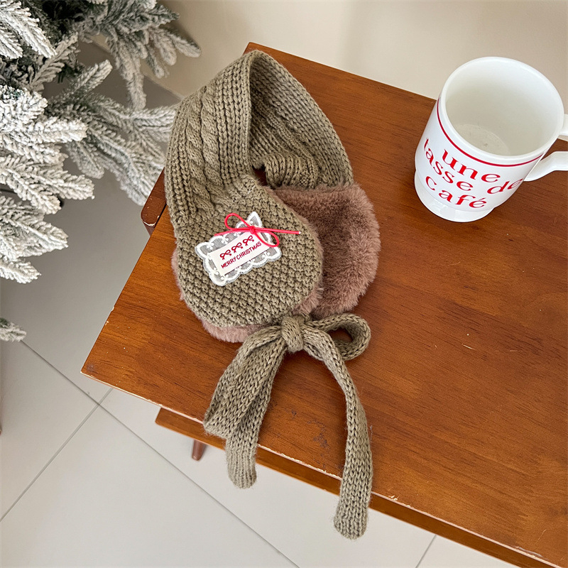 Dječje pletene ušne zaštitnice s čipkastim vezom — zimska toplina, otporne na vjetar, unisex