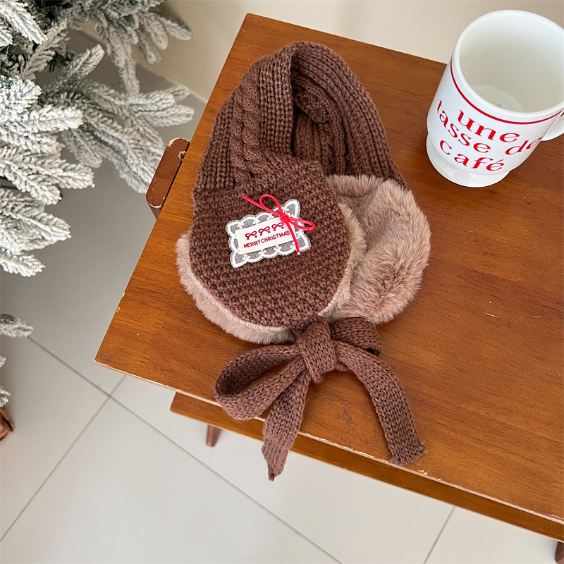 Dječje pletene ušne zaštitnice s čipkastim vezom — zimska toplina, otporne na vjetar, unisex