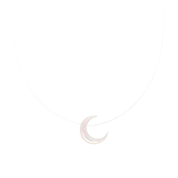 Vienkārša dabīgā čaumalas kaklarota ar mēness formas piekari, roku darbs, regulāra ķēde, apkārtmērs 21-50 cm