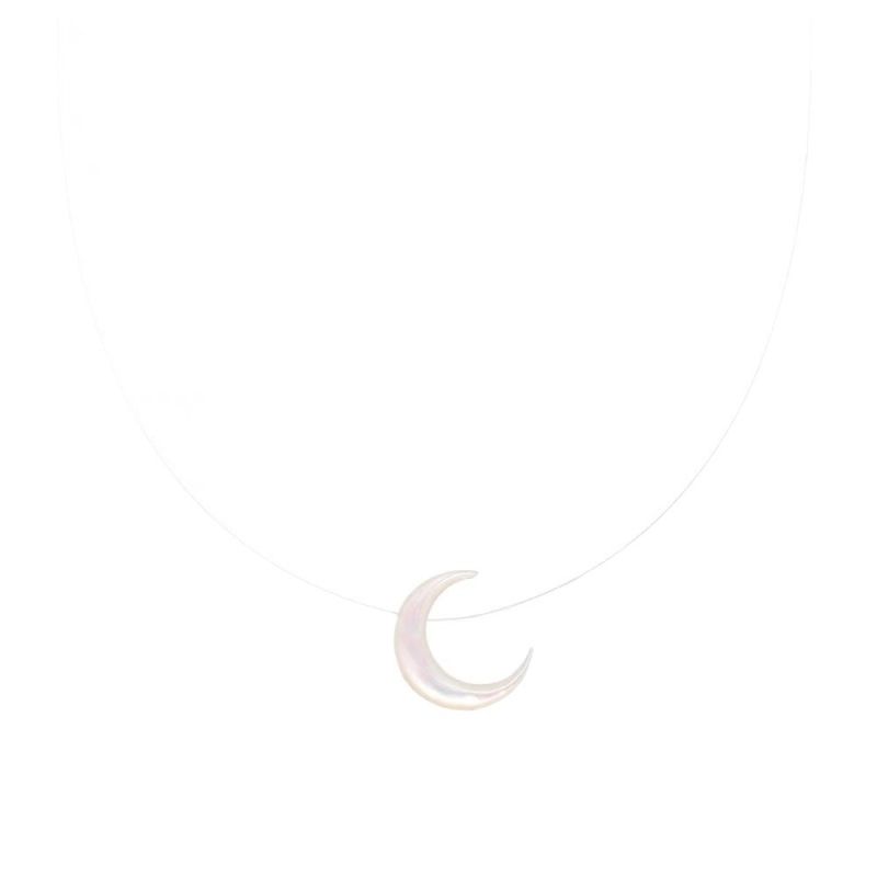 Vienkārša dabīgā čaumalas kaklarota ar mēness formas piekari, roku darbs, regulāra ķēde, apkārtmērs 21-50 cm