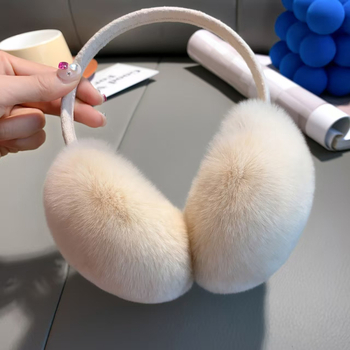 Protecții pentru urechi unisex din blană de iepure Rex, model monocrom, stil de bază versatil, păstrează căldura iarna, primăvara și toamna