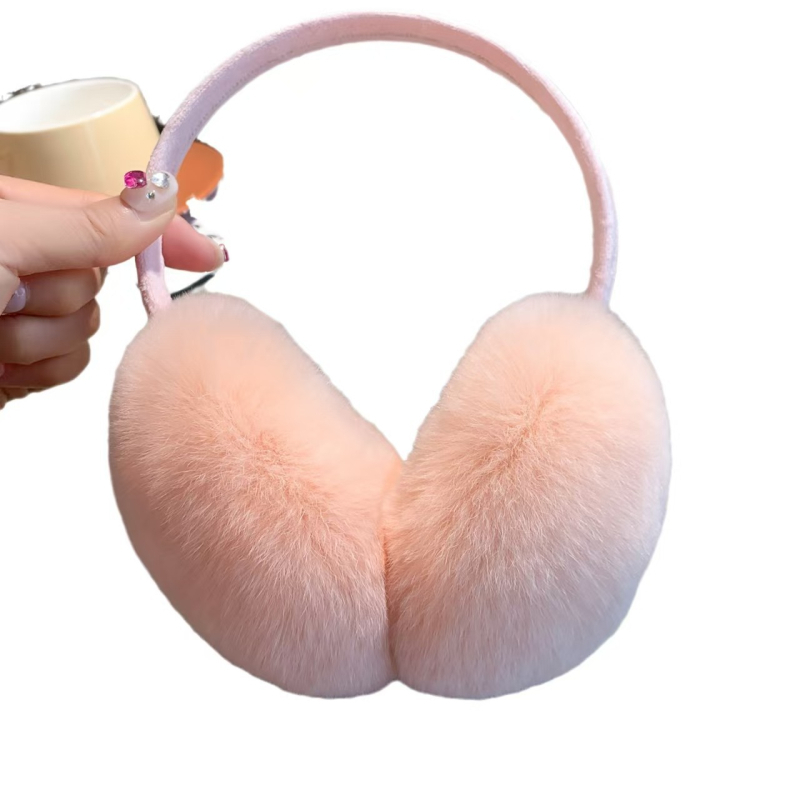Protecții pentru urechi unisex din blană de iepure Rex, model monocrom, stil de bază versatil, păstrează căldura iarna, primăvara și toamna