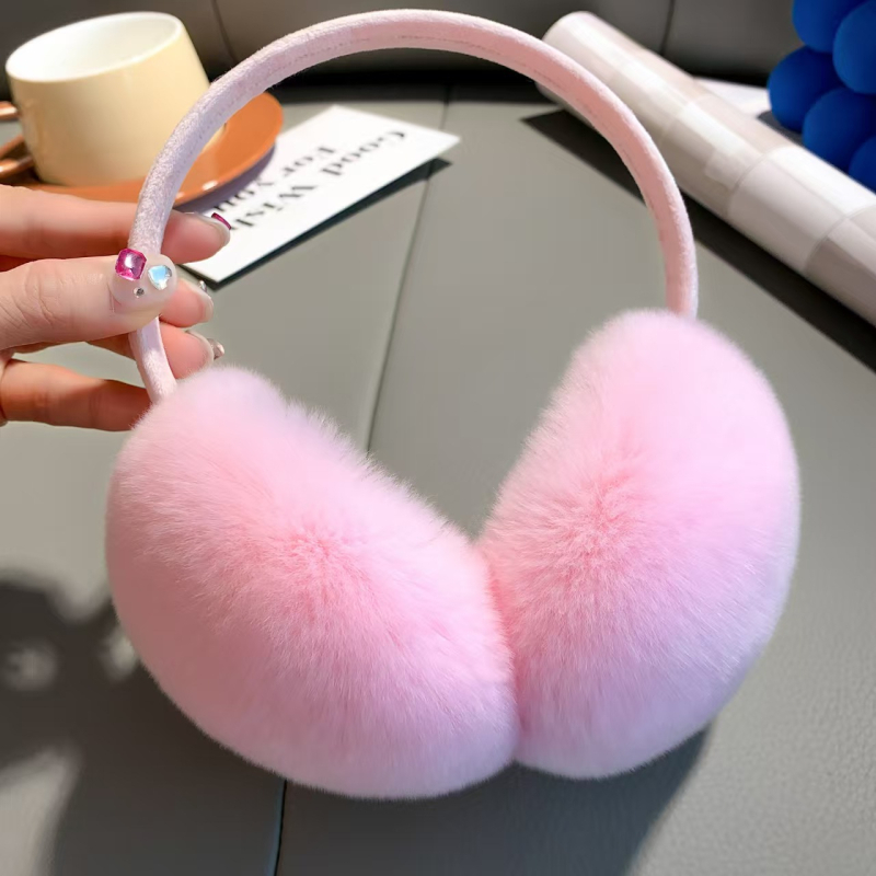 Protecții pentru urechi unisex din blană de iepure Rex, model monocrom, stil de bază versatil, păstrează căldura iarna, primăvara și toamna