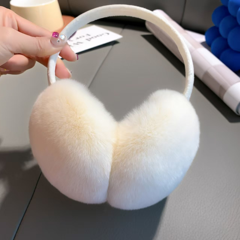 Protecții pentru urechi unisex din blană de iepure Rex, model monocrom, stil de bază versatil, păstrează căldura iarna, primăvara și toamna