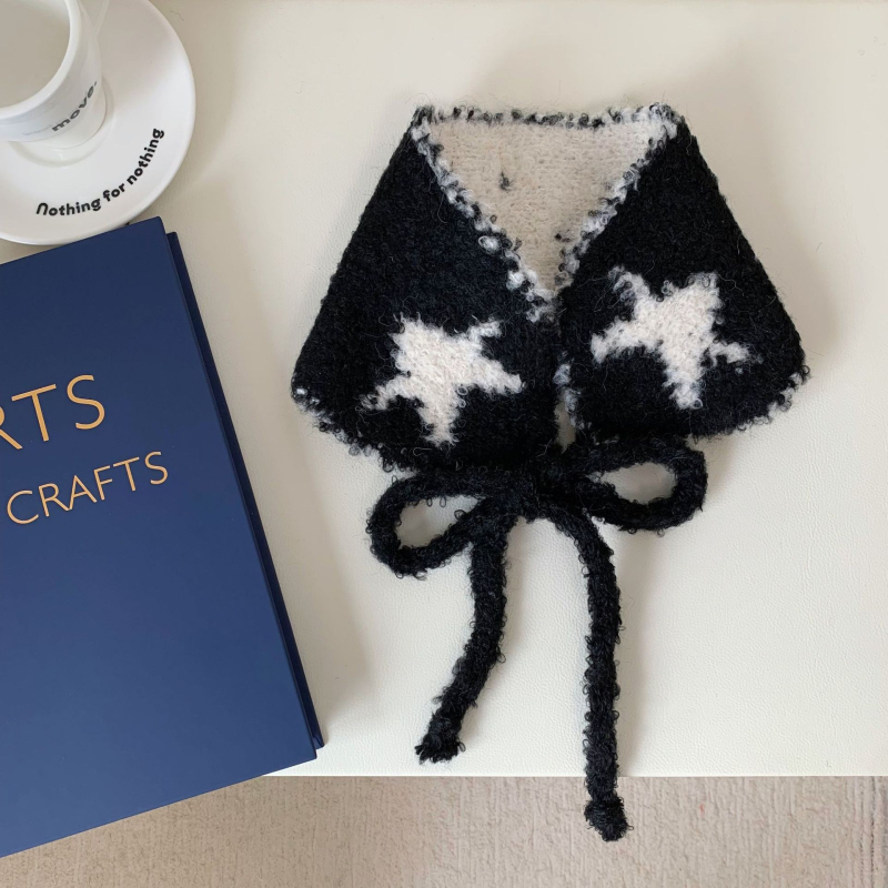 Korejski stil pletene zaštitnike za uši s uzorkom zvjezdice, unisex vuneni, topli i otporni na vjetar, s vezicama, za jesen-zimu putovanja