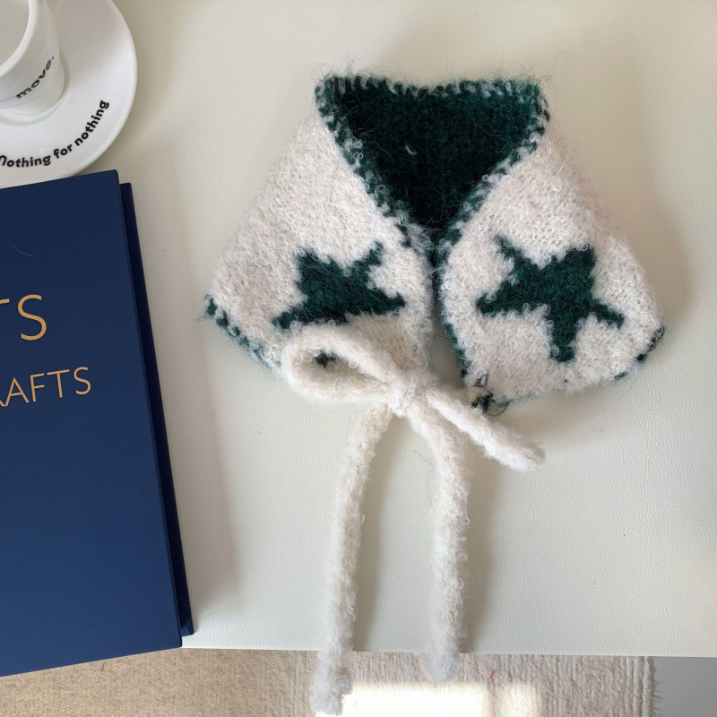 Korejski stil pletene zaštitnike za uši s uzorkom zvjezdice, unisex vuneni, topli i otporni na vjetar, s vezicama, za jesen-zimu putovanja