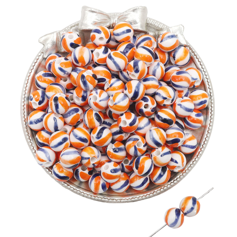 Keramičke perle s grafitnom glazurom, retro stil, velike rupe, okrugle, 10 mm, za DIY ogrlice