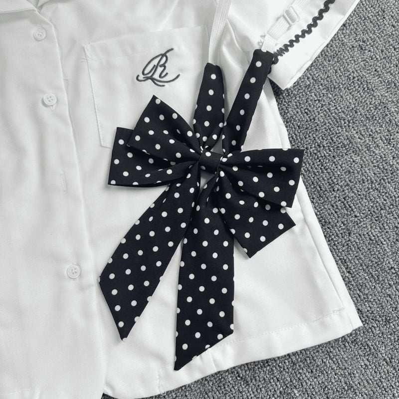 Gallérvirág nyakkendő, pöttyös minta, poliészter 90%, uniszex akadémiai stílus, korona alakú dizájn